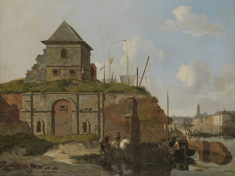 1810-Gijsbertus Craeyvanger - Mura cittadine con polveriera